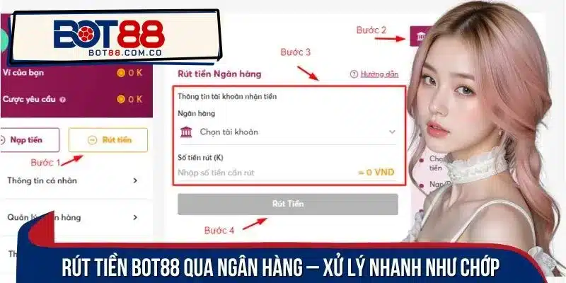 Rút tiền BOT88 qua thẻ ngân hàng chỉ mất ít phút để hoàn tất